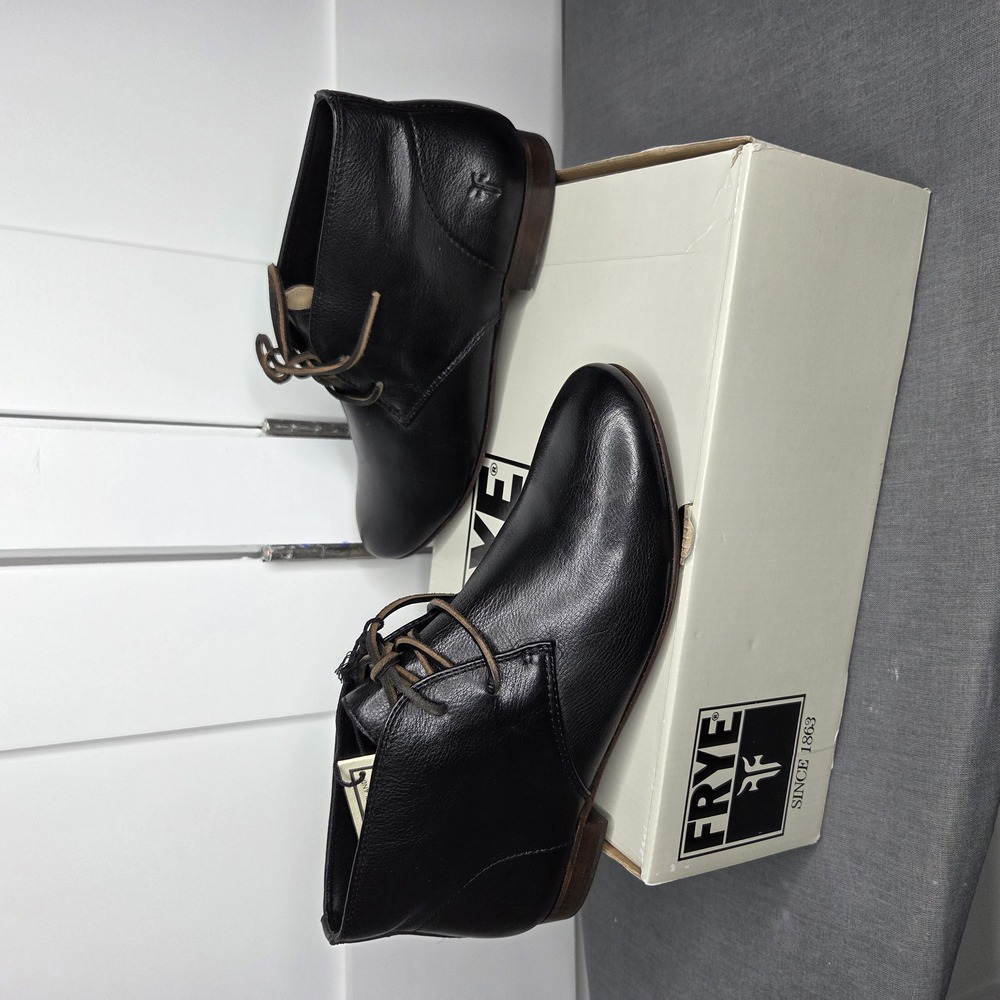 Frye NWT Chukka Men's Black Leather Ankle Boots Size 9.5 US